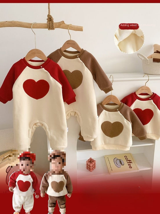 Baby Winter Fleece Romper with Heart Design (Newborn)