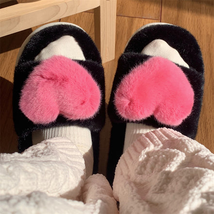Lovely 3D Heart Cotton Slippers for Women
