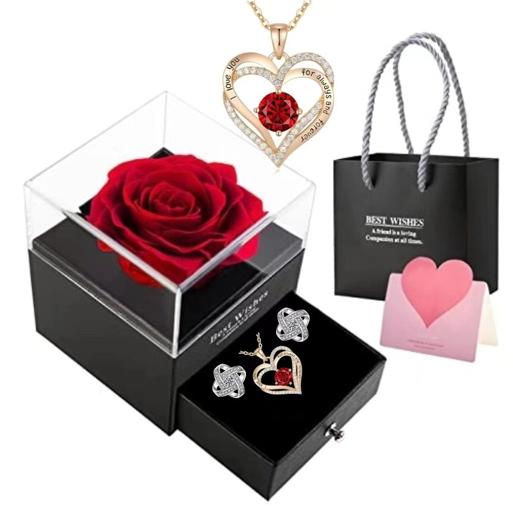 Heart-shaped women's double love pendant chain for Valentine's Day and Mother's Day