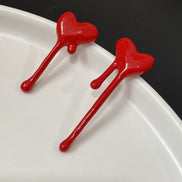 Spilled Blood Heart Enamel Earrings