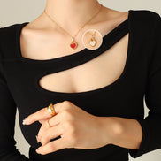 Exaggerated Love Peach Heart Chain Necklace