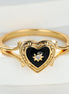 Gothic Black Enamel Heart Drop Ring