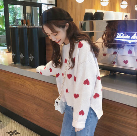 Loose Knit Heart Sweater