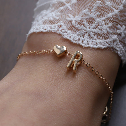 Fashionable Alloy Heart Letter Bracelet for Wholesale