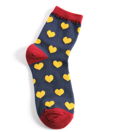 Heart-Shaped Cotton Mid-Calf Socks for Women