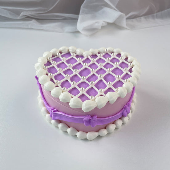 Heart-shaped cream cake model jewelry box, heart-shaped double-layer coetic  box
