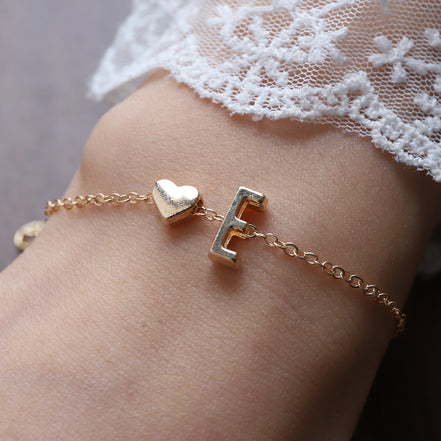 Fashionable Alloy Heart Letter Bracelet for Wholesale
