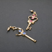 Sailor Moon Heart Key Long Asymmetric Earrings