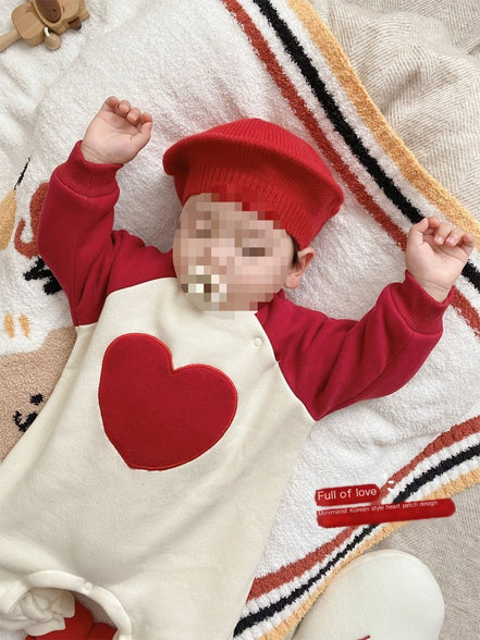 Baby Winter Fleece Romper with Heart Design (Newborn)