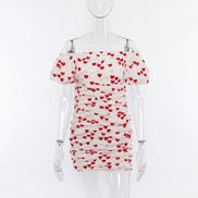 Summer Women's Heart Print Off-Shoulder Dress