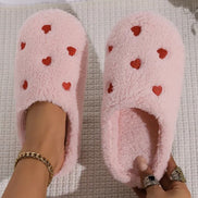 Non-slip Heart Design Fluffy Slippers