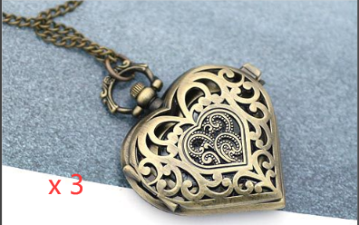 Heart-Shaped Pocket Watch Necklace Pendant