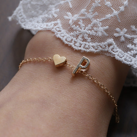 Fashionable Alloy Heart Letter Bracelet for Wholesale