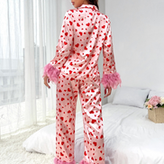 Women Loving Heart Printed Casual Suit Pajamas