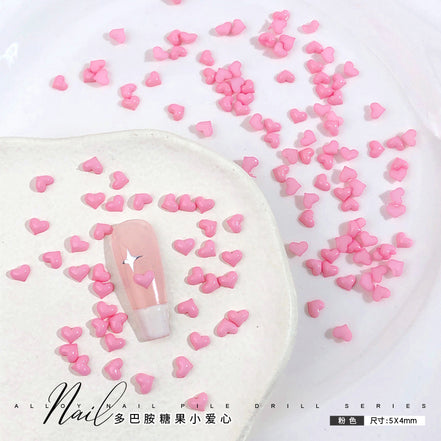 Dopamine Candy Heart Resin Nail Art Decorations (100 pcs)