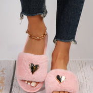 Women's Heart-Shaped Furry Home Slippers