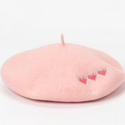 Embroidered Heart Beret Hat