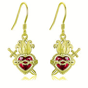 A red heart-shaped cross heart necklace with a chain