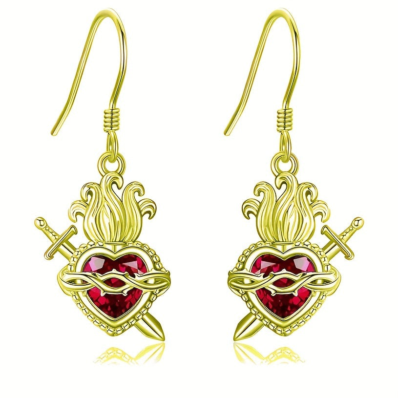 A red heart-shaped cross heart necklace with a chain