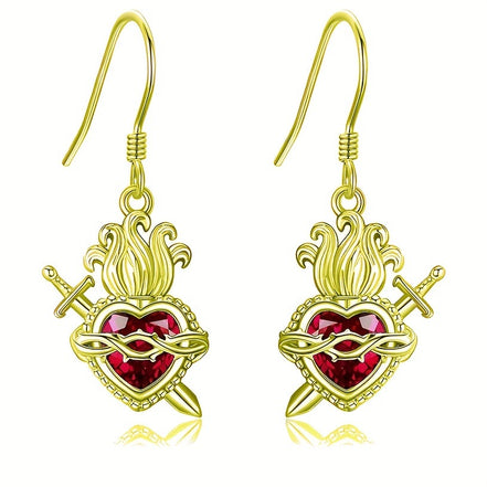 A red heart-shaped cross heart necklace with a chain