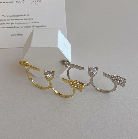 Adjustable Heart Zirconium Ring for Women