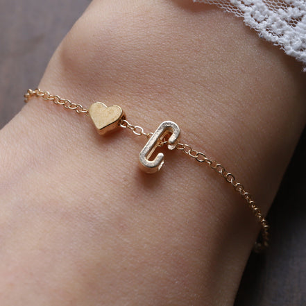 Fashionable Alloy Heart Letter Bracelet for Wholesale