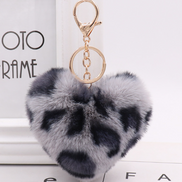 Leopard Print Plush Heart Keychain