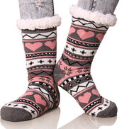 Striped Knitted Socks with Heart Design