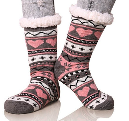 Striped Knitted Socks with Heart Design