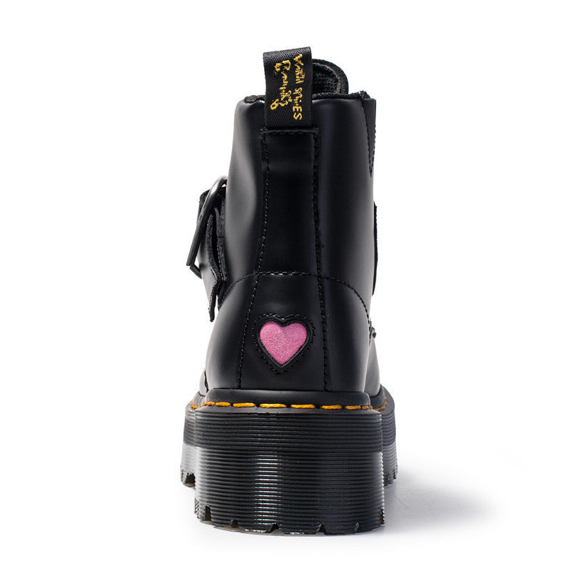 Heart Buckle Leather Ankle Boots for Women