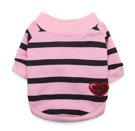 Striped Heart Sweater for Dogs - Spring/Summer Wear