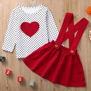 Casual Polka Dot Heart-Shaped Strap Dress with Sleeves