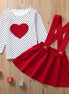 Casual Polka Dot Heart-Shaped Strap Dress with Sleeves