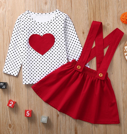 Casual Polka Dot Heart-Shaped Strap Dress with Sleeves