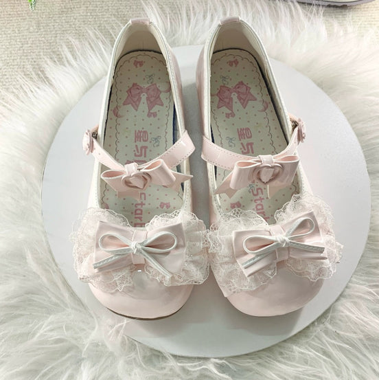 Women's Cute Low-Heel Round-Toe PU Leather Lolita Loafers