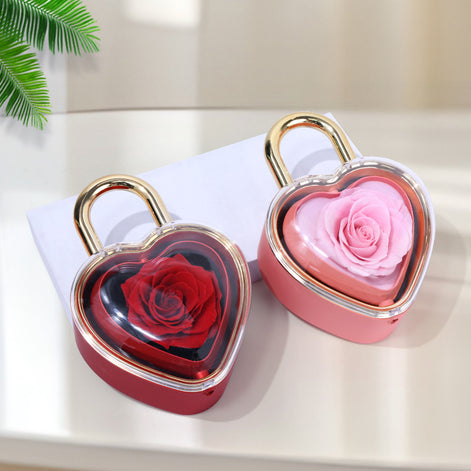 Heart Shape Flip Rose Jewelry Box Gift Set