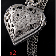 Heart-Shaped Pocket Watch Necklace Pendant