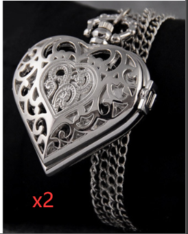 Heart-Shaped Pocket Watch Necklace Pendant