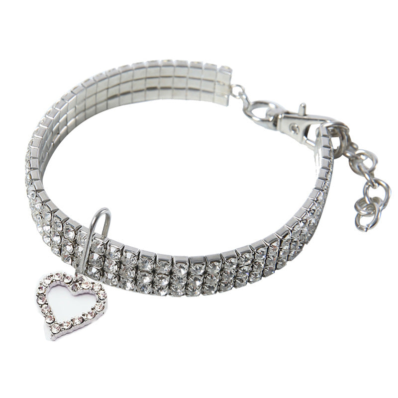 Heart-Shaped Sparkling Pet Necklace for Your Friend