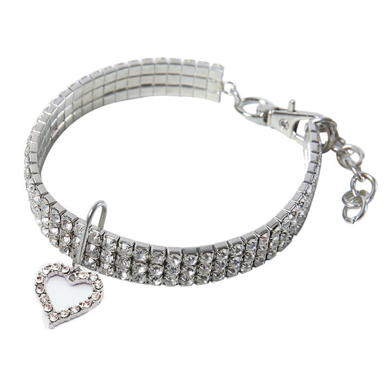 Heart-Shaped Sparkling Pet Necklace for Your Friend