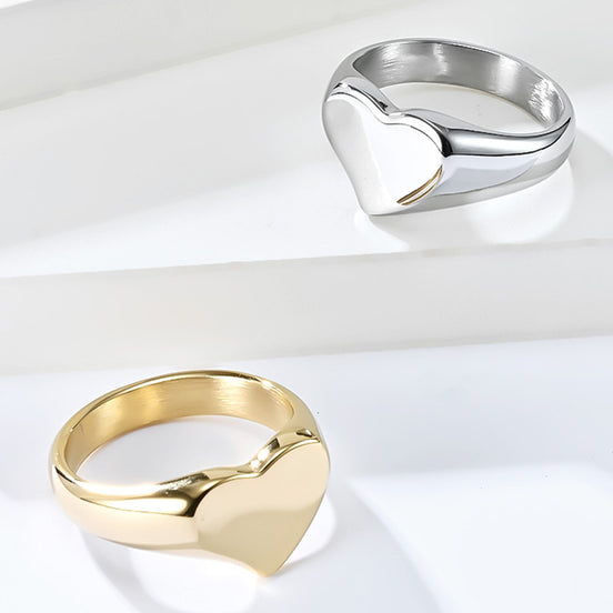 Unisex Titanium Steel Heart Shaped Love Ring