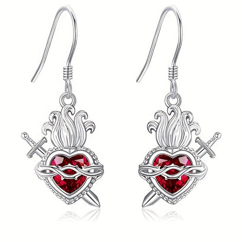 A red heart-shaped cross heart necklace with a chain