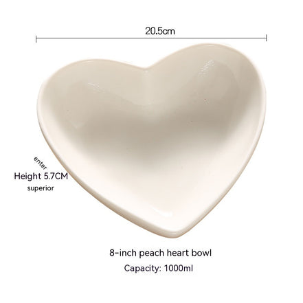 Creative Pure White Heart-Shaped Ceramic Plate Bowl