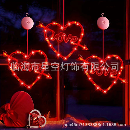 LED Valentine's Day Suction Cup Heart Curtain Light