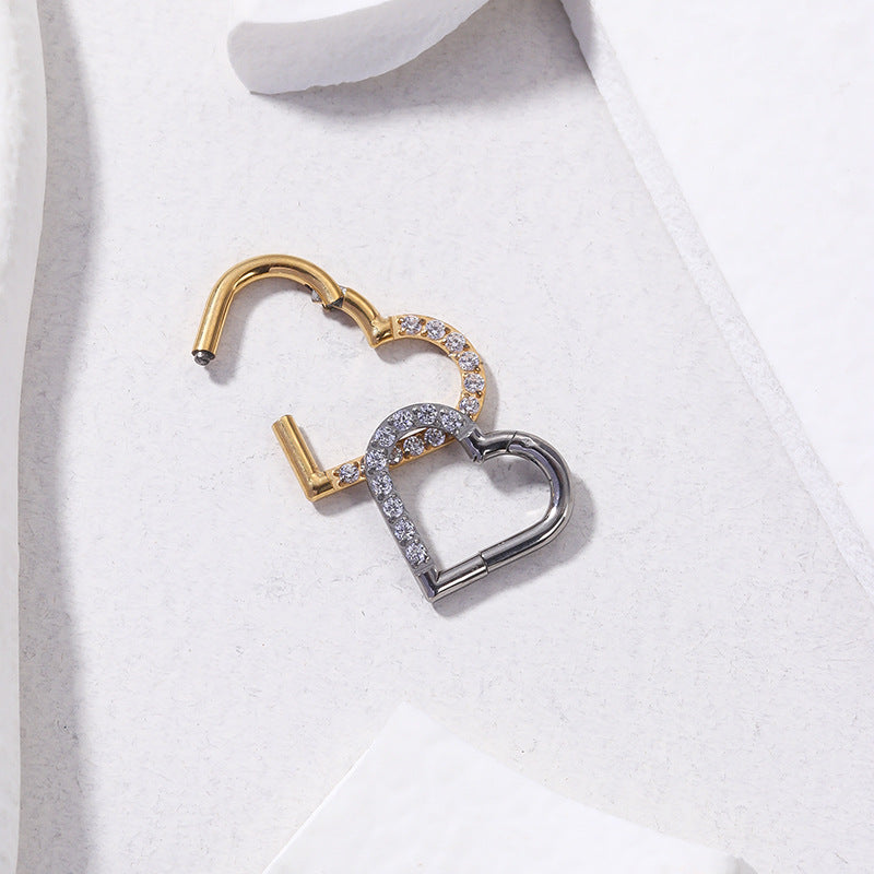 Titanium Heart-Shaped Cartilage Piercing Earring 16G