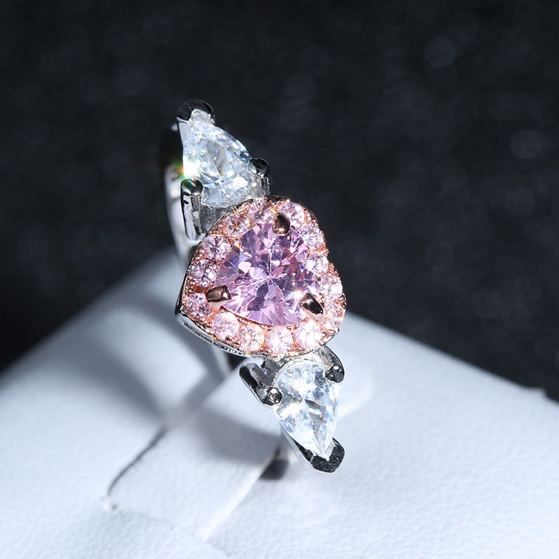 Heart-Shaped Zirconia Ring for Women