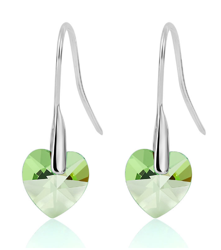 Minimalist Heart Earrings with Swarovski Crystals