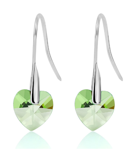 Minimalist Heart Earrings with Swarovski Crystals