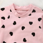 Infant Long Sleeve Heart Print Romper and Pants Set