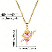 A red heart-shaped cross heart necklace with a chain